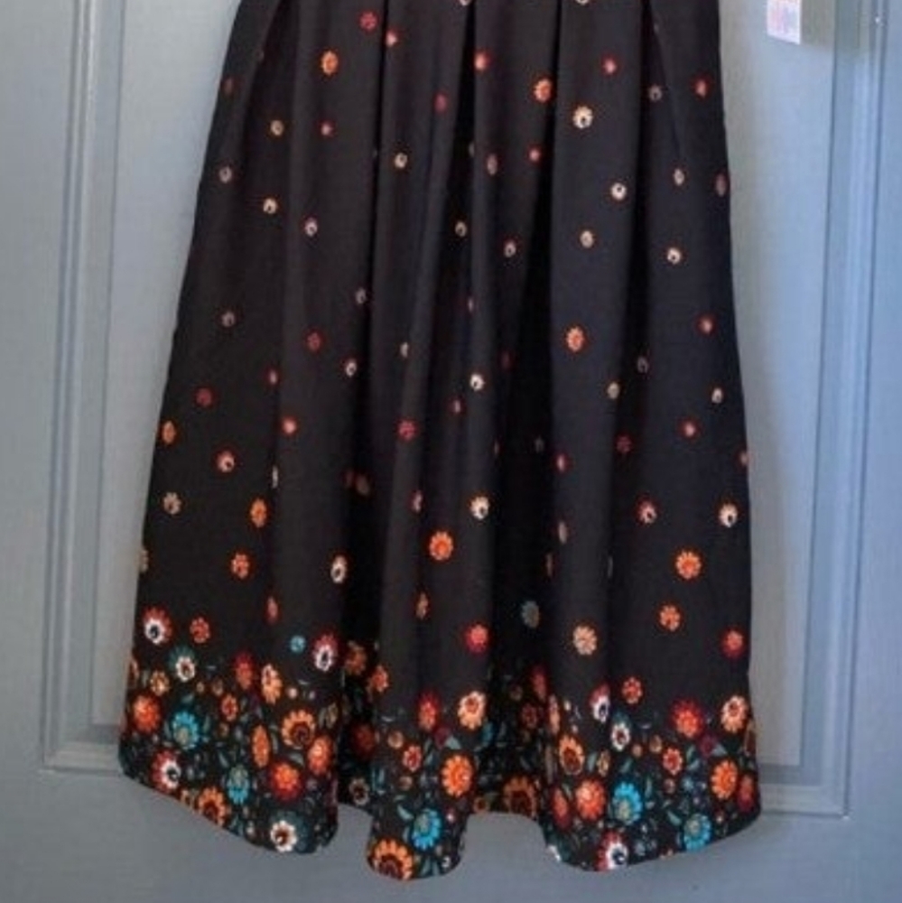 Medium Black Floral Lularoe Amelia Dress New - Picture 5 of 6